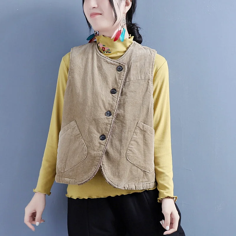 Women Winter Retro Woolen Loose Waistcoat