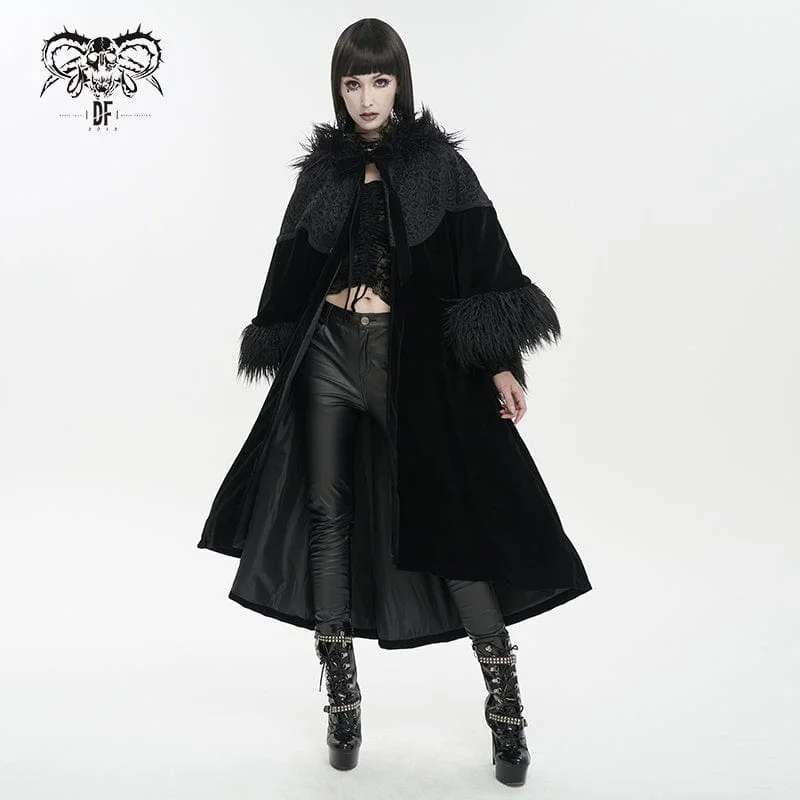 Women's Gothic Fluffy Splice Embossed Cloak