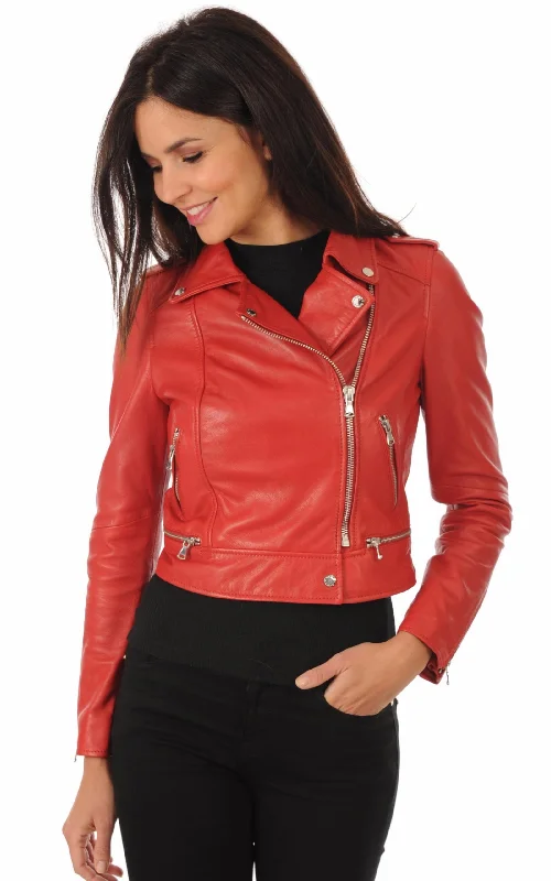 Women’s Latest Style Real Leather Slim Fit Biker Jacket