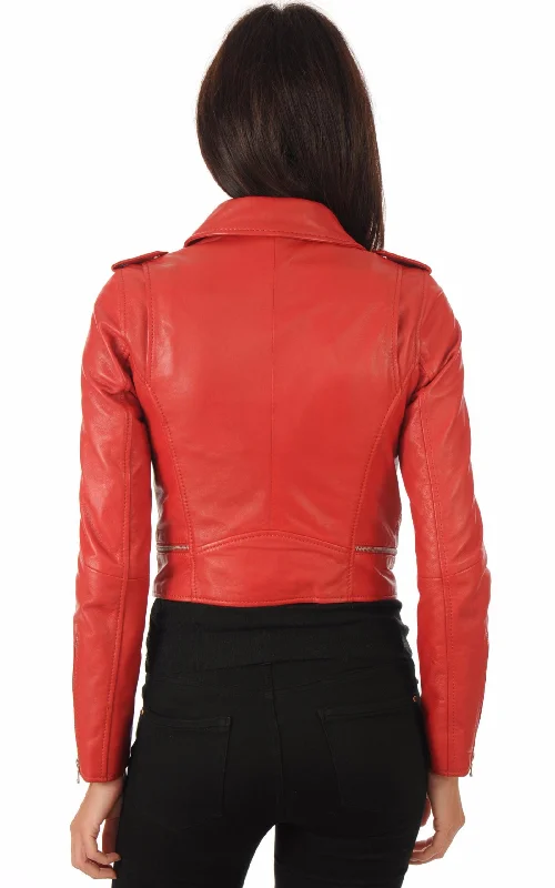 Women’s Latest Style Real Leather Slim Fit Biker Jacket