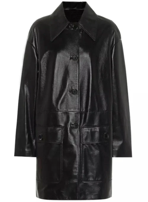 Women's Lisa Black Trench Leather Coat