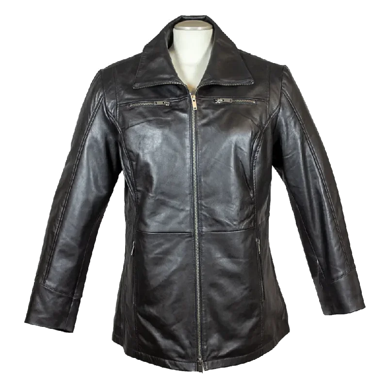 BOL Women's Long Zip Up Leather Jacket