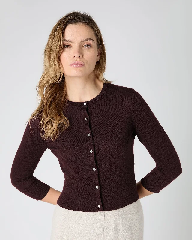 Women's Darcie Superfine Cashmere Cropped Cardigan Clove Brown