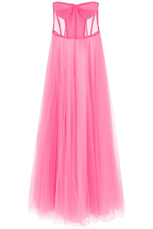 1913 dresscode tulle long bustier dress DCW440 TU FUXIA