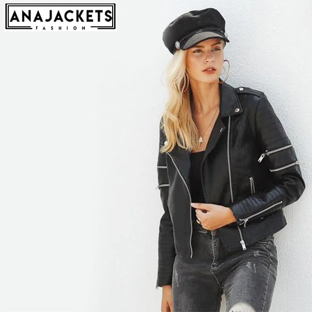 2018 New Fashion Women Leather Jacket