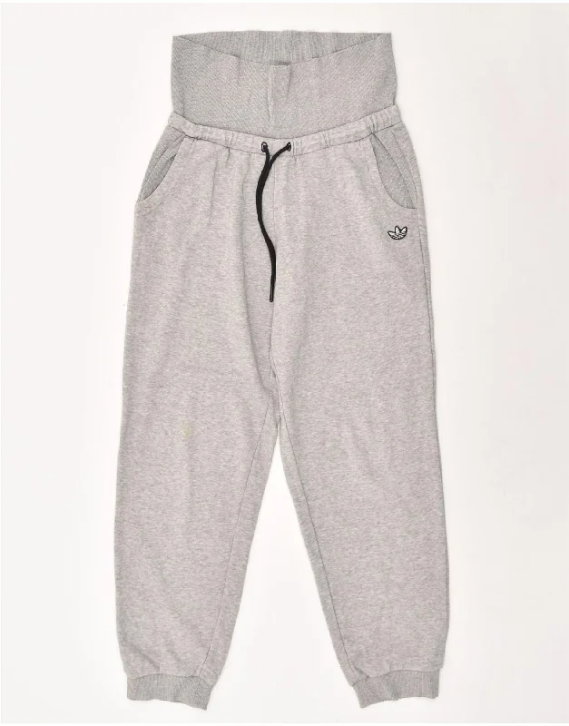 ADIDAS Womens High Waist Tracksuit Trousers Joggers UK 12 Medium Grey