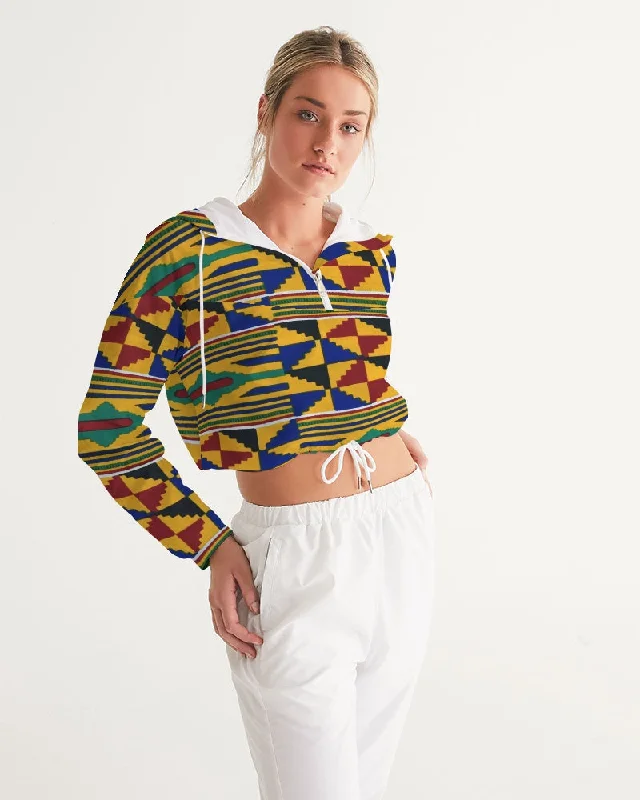 AKH African Kente Cloth Women's Cropped Windbreaker