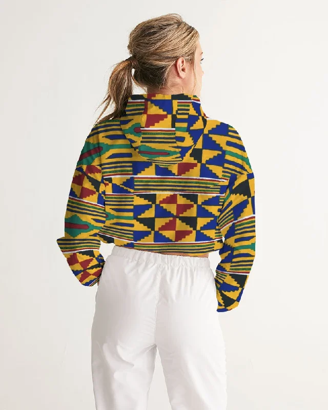 AKH African Kente Cloth Women's Cropped Windbreaker