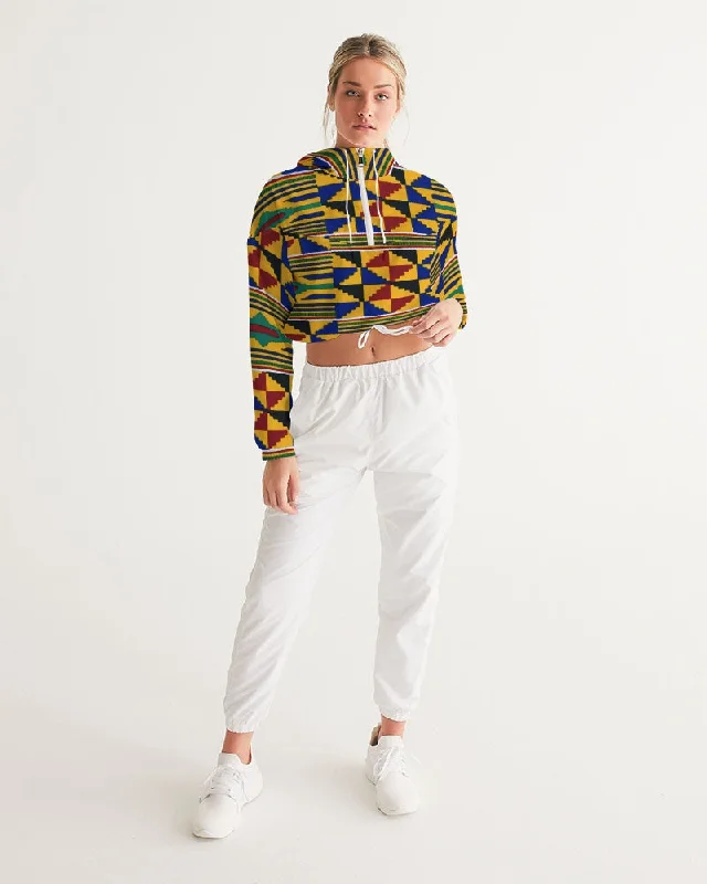 AKH African Kente Cloth Women's Cropped Windbreaker