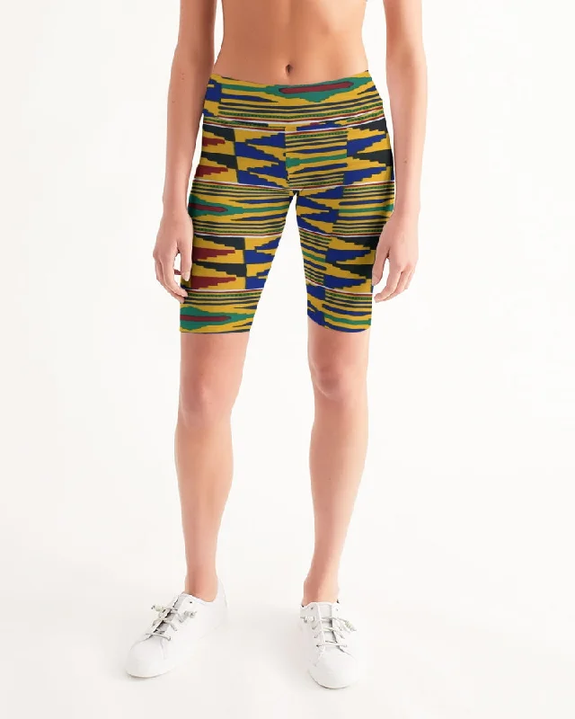 AKH African Kente Cloth Women's Mid-Rise Bike Shorts