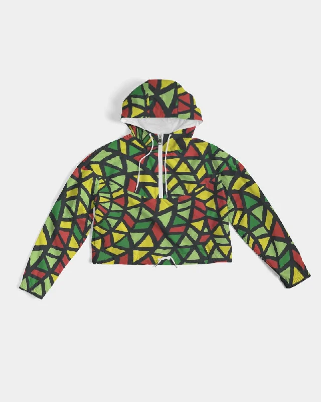 AKH African Symmetry Art Women's Cropped Windbreaker