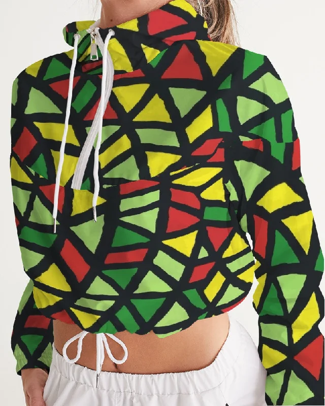 AKH African Symmetry Art Women's Cropped Windbreaker