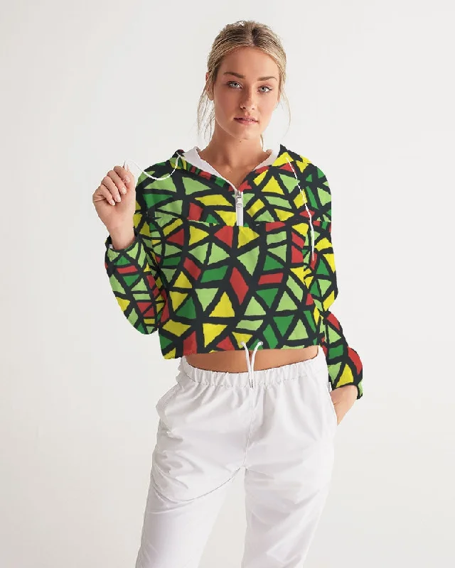 AKH African Symmetry Art Women's Cropped Windbreaker