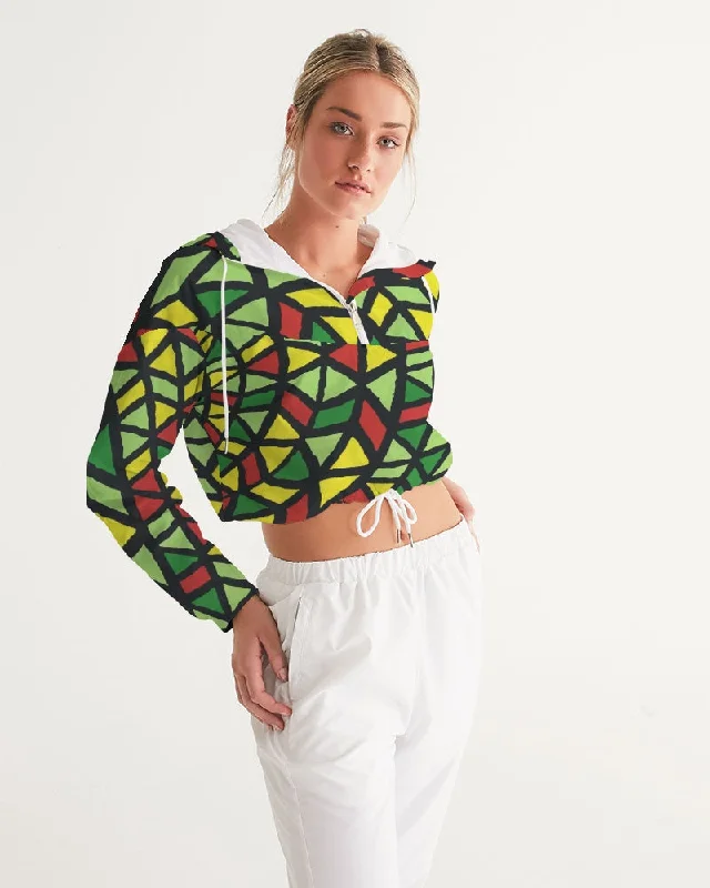 AKH African Symmetry Art Women's Cropped Windbreaker