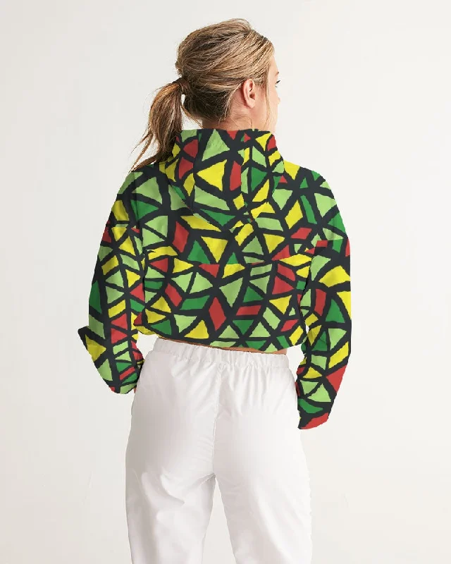 AKH African Symmetry Art Women's Cropped Windbreaker