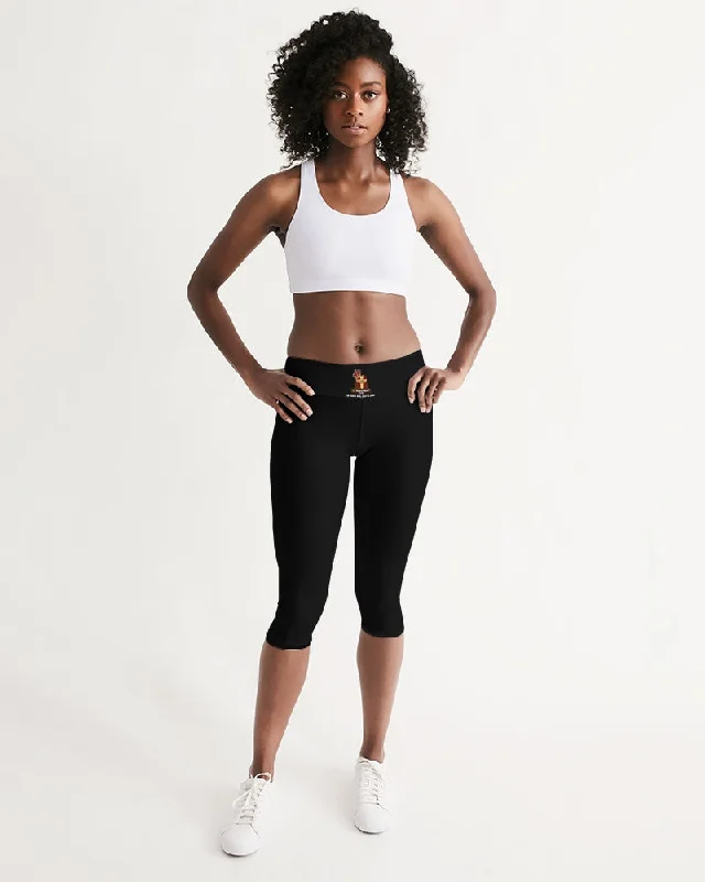 AKH Black Women's Mid-Rise Capri