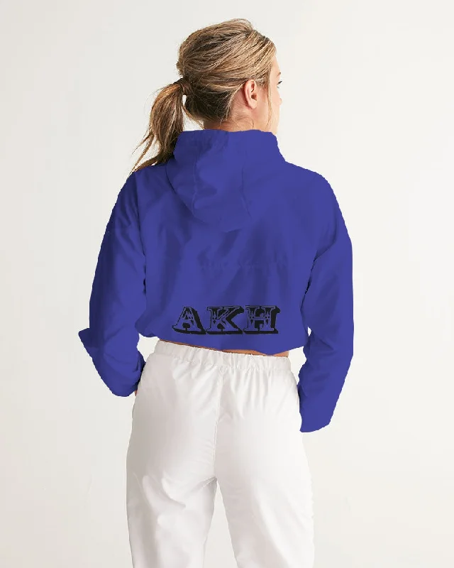 AKH Blue & Black Women's Cropped Windbreaker