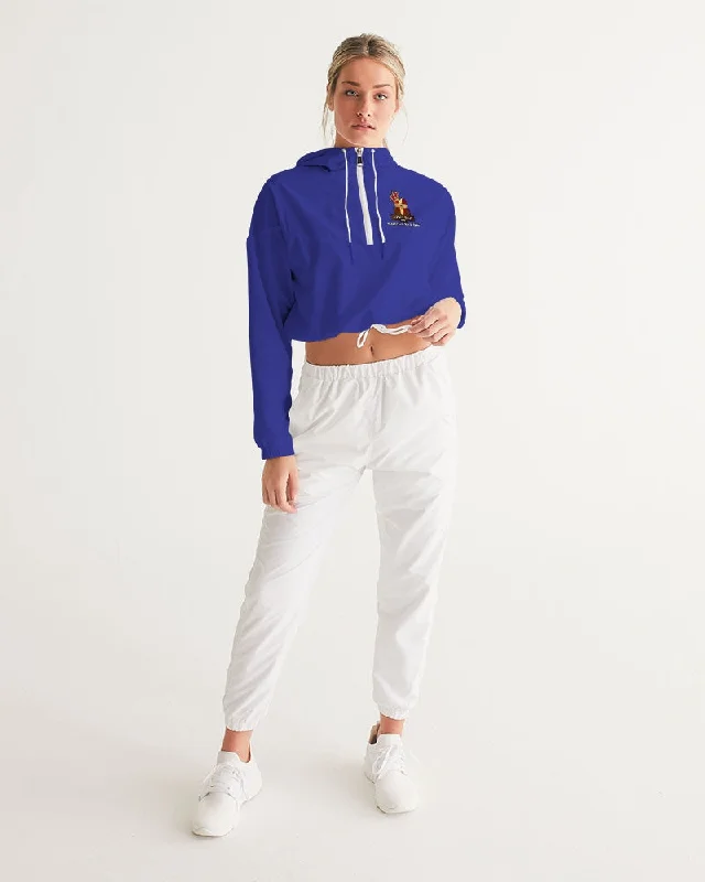 AKH Blue & Black Women's Cropped Windbreaker