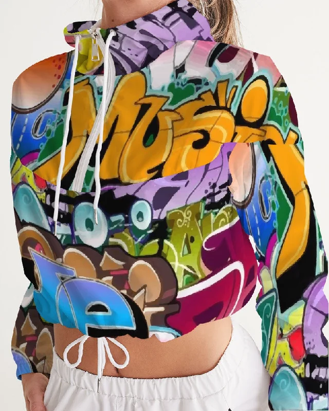 AKH Graffiti Art Women's Cropped Windbreaker