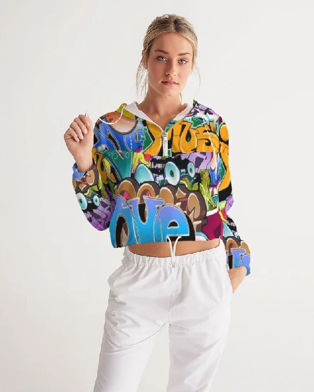 AKH Graffiti Art Women's Cropped Windbreaker