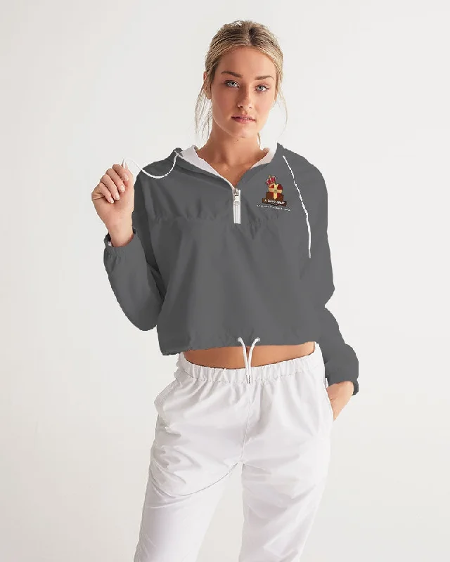 AKH Grey & Black Women's Cropped Windbreaker