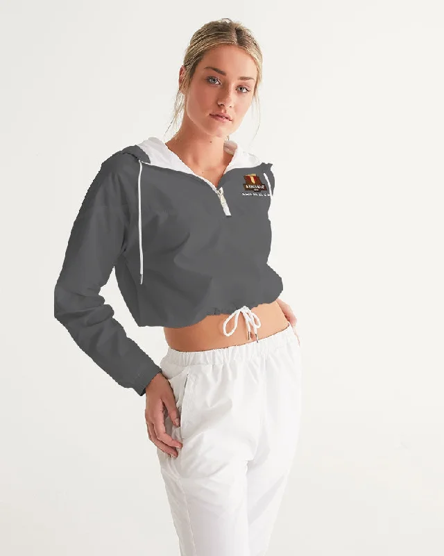 AKH Grey & Black Women's Cropped Windbreaker