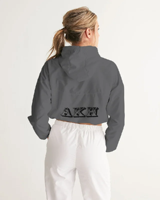 AKH Grey & Black Women's Cropped Windbreaker