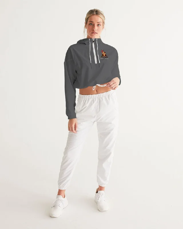 AKH Grey & Black Women's Cropped Windbreaker