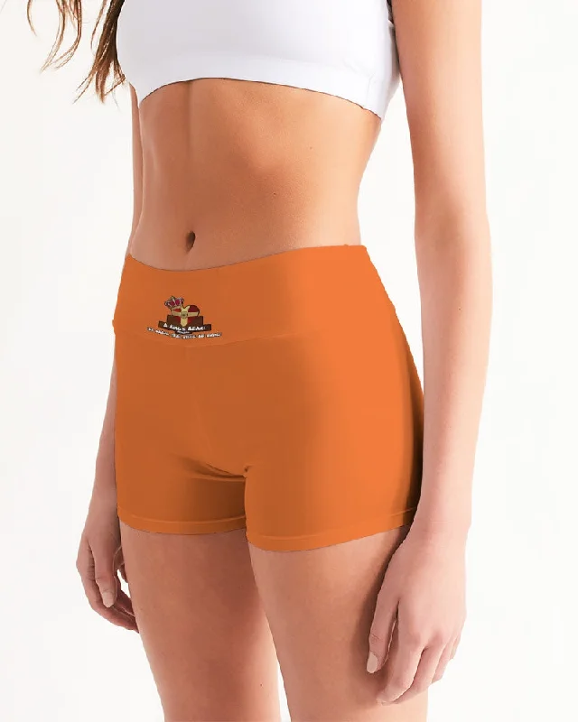 AKH Orange Women's Mid-Rise Yoga Shorts