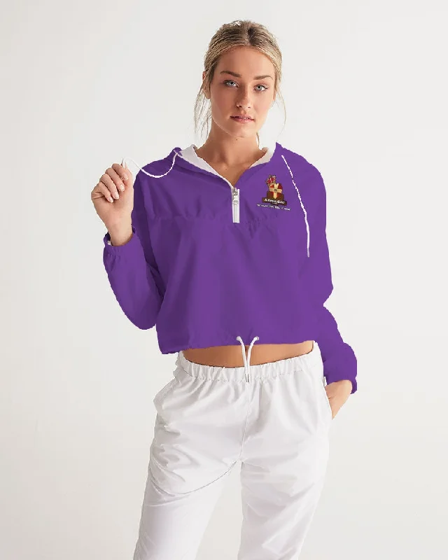 AKH Purple & Black Women's Cropped Windbreaker