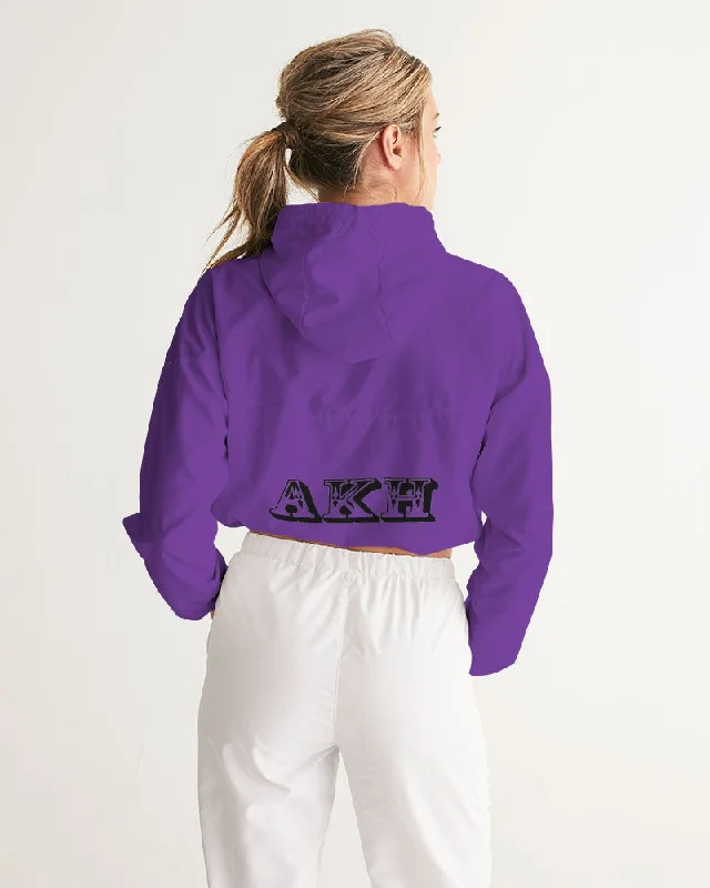 AKH Purple & Black Women's Cropped Windbreaker