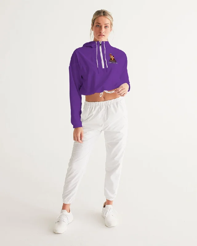 AKH Purple & Black Women's Cropped Windbreaker