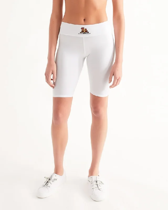 AKH White Women's Mid-Rise Bike Shorts