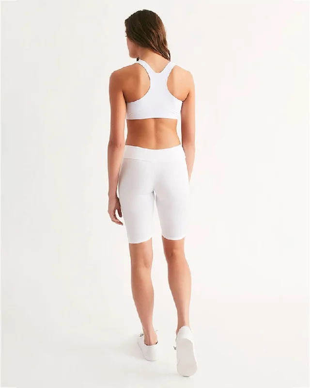 AKH White Women's Mid-Rise Bike Shorts