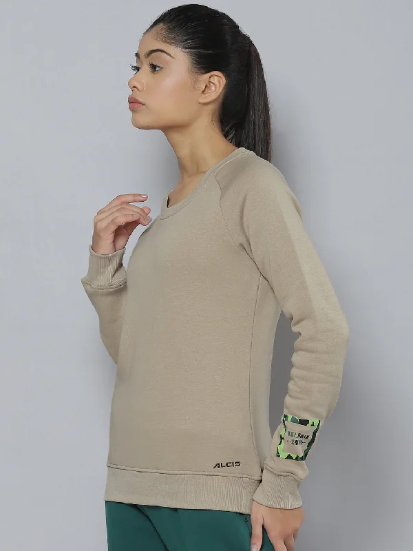 Alcis Women Beige Printed Sweatshirt