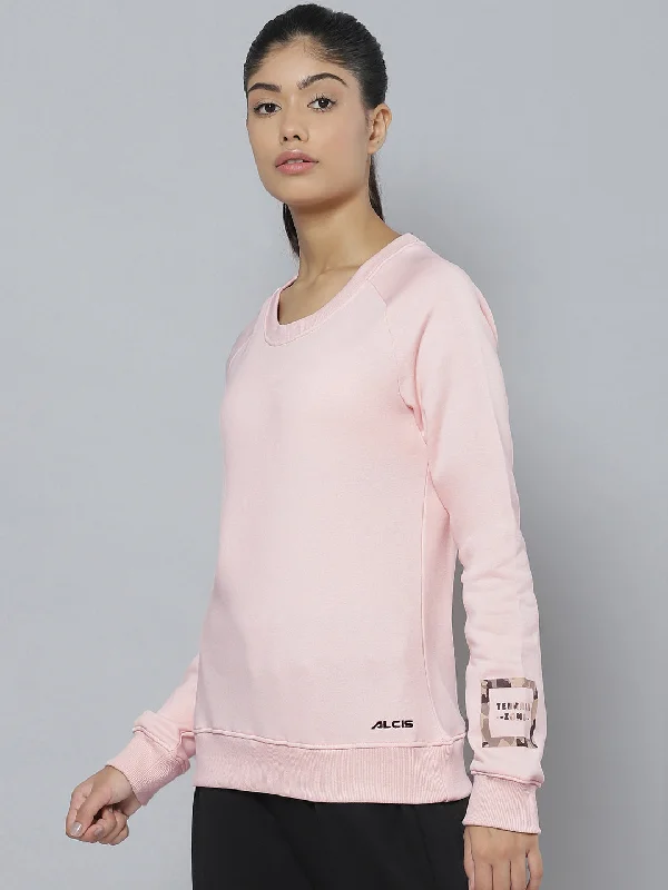 Alcis Women Peach-Coloured Printed Sweatshirt