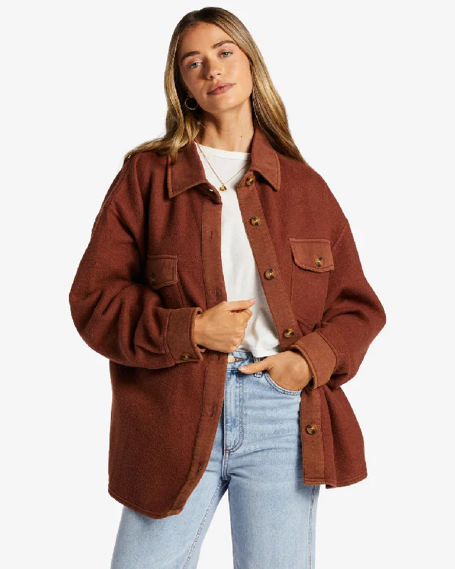 Anytime Shacket Oversized Button-Through Jacket - Mocha