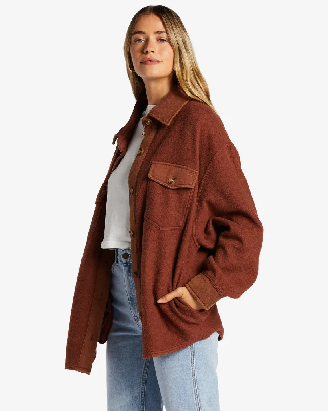 Anytime Shacket Oversized Button-Through Jacket - Mocha