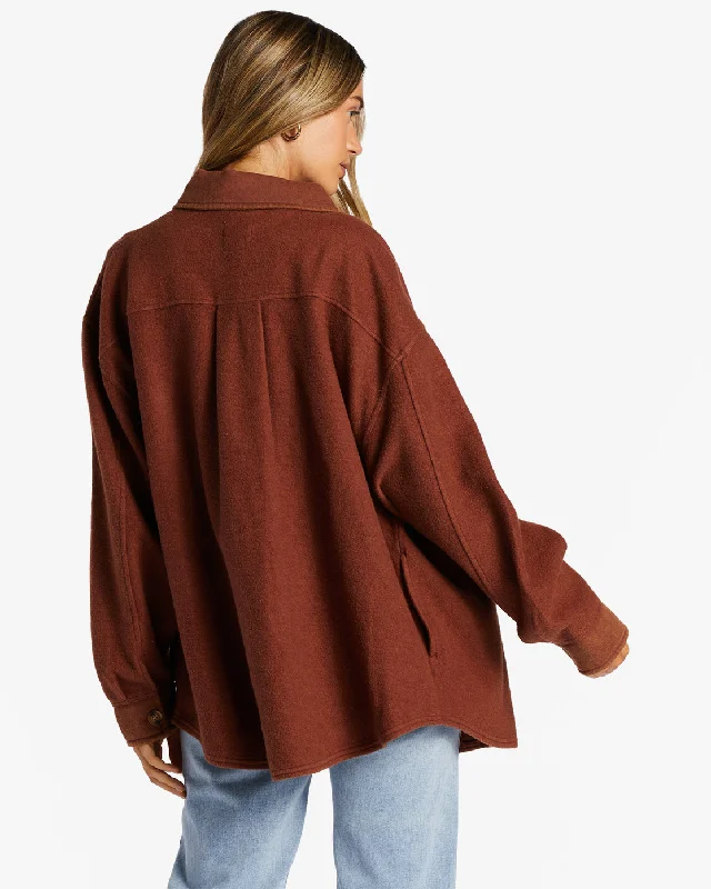 Anytime Shacket Oversized Button-Through Jacket - Mocha