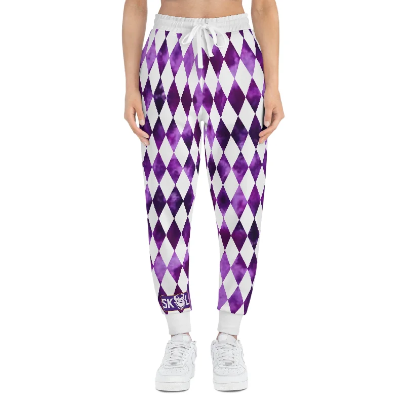 Athletic Joggers - Purple Tie-Dye/Diamonds