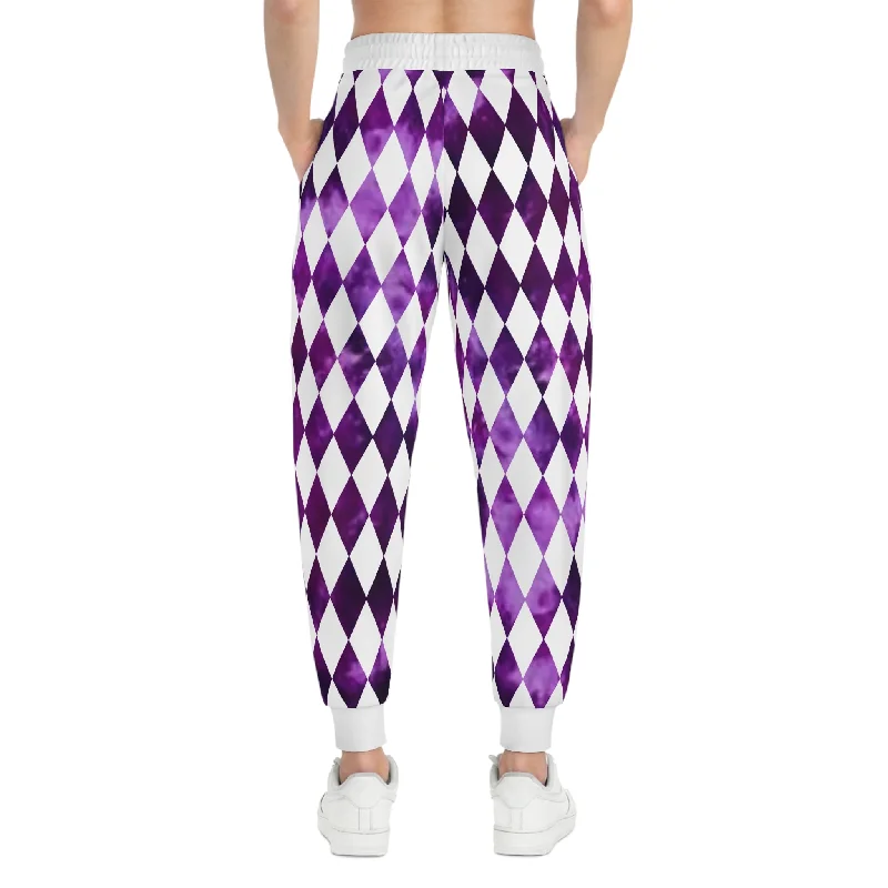 Athletic Joggers - Purple Tie-Dye/Diamonds