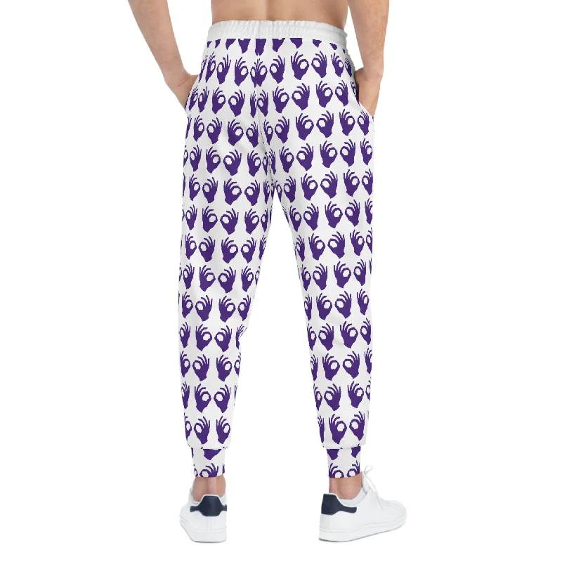 Athletic Joggers - White/Purple Griddy