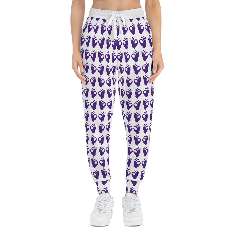 Athletic Joggers - White/Purple Griddy