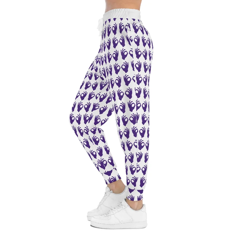 Athletic Joggers - White/Purple Griddy