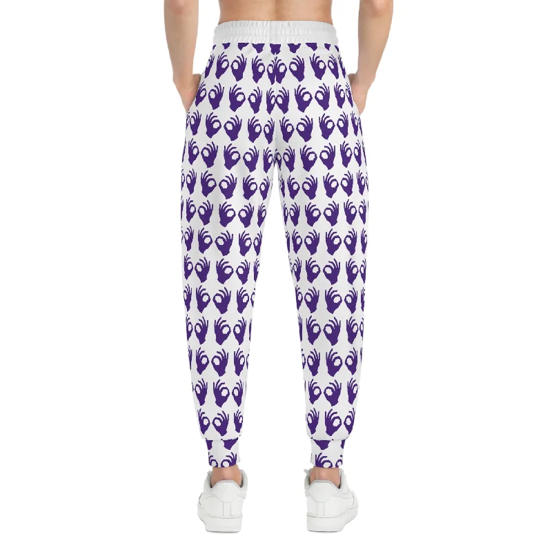 Athletic Joggers - White/Purple Griddy