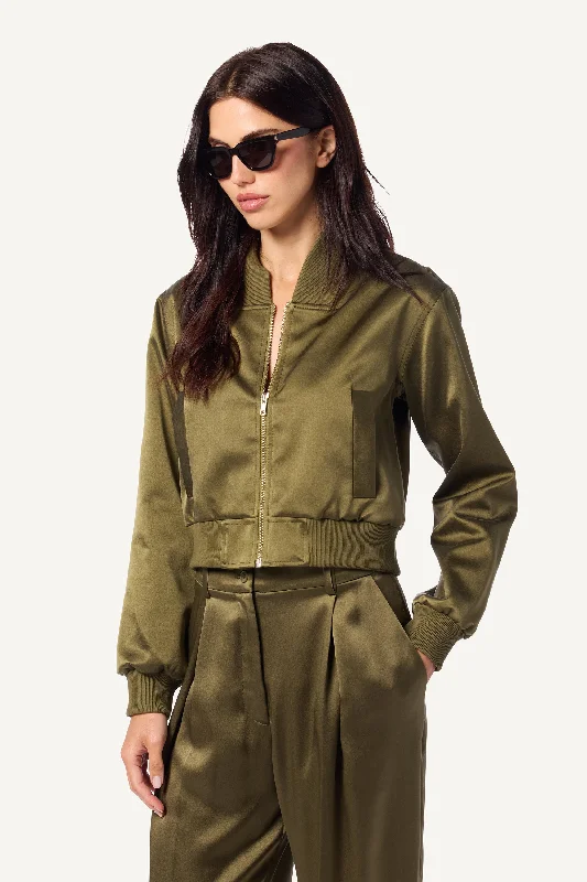 CALA SILK BOMBER | OLIVE