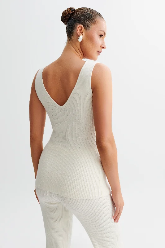 Calypso Knit Longline Vest - Ivory