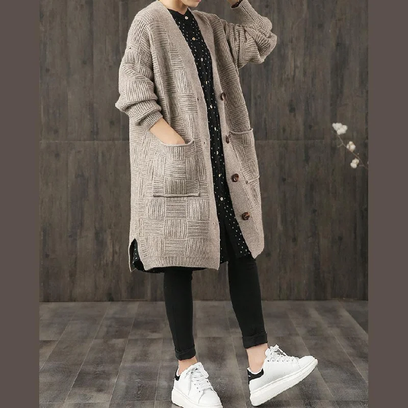 Cozy gray plus size fall sweaters side open