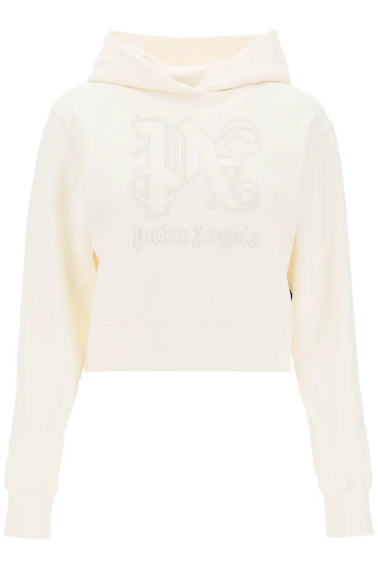 cropped hoodie with monogram embroidery PWBB069R24FLE001 OFF WHITE OFF WHITE