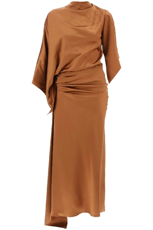 cusco silk draped midi dress 24013418 GINGER